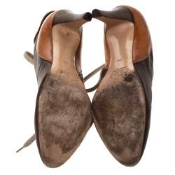 Chloe Brown Leather Pointed Toe Ankle Booties Size 36  