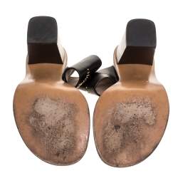 Chloe Black Studded Leather Block Heel Slide Sandals Size 38.5