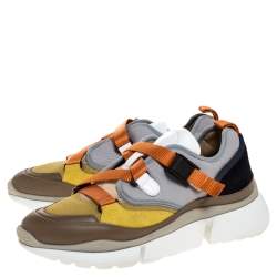 Pre Owned Chloe Multicolor Leather And Fabric Sonnie Low Top Sneakers Size 38