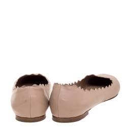 Pre Owned Chloe Pink Leather Lauren Scalloped Ballet Flats Size 40 