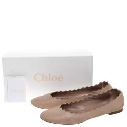Pre Owned Chloe Pink Leather Lauren Scalloped Ballet Flats Size 40 