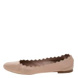 Pre Owned Chloe Pink Leather Lauren Scalloped Ballet Flats Size 40 
