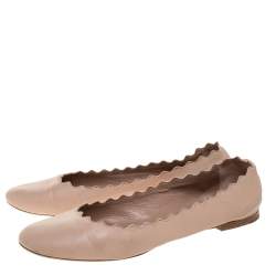 Pre Owned Chloe Pink Leather Lauren Scalloped Ballet Flats Size 40 