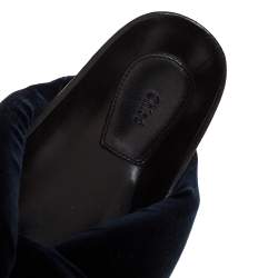 Pre Owned Chloe Black Velvet Knotted Slip On Flat Slides Size 38