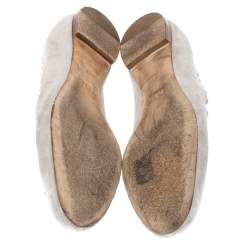 Pre Owned Chloe Grey Suede Lauren Scalloped Ballet Flats Size 36