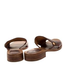 Pre Owned Chloe Brown Leather Slide Sandals Size 40