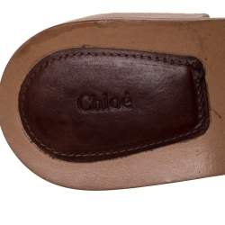 Pre Owned Chloe Brown Leather Slide Sandals Size 40