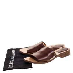 Pre Owned Chloe Brown Leather Slide Sandals Size 40