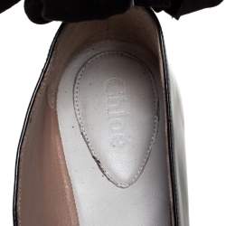 Pre Owned Chloé Black Patent Leather Ankle Wrap Ballet Flats Size 40.5