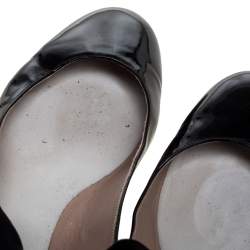 Pre Owned Chloé Black Patent Leather Ankle Wrap Ballet Flats Size 40.5