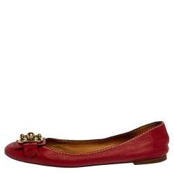 Pre Owned Chloe Red Leather Ballet Flats Size 39