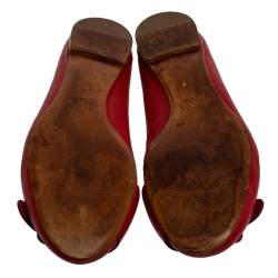 Pre Owned Chloe Red Leather Ballet Flats Size 39