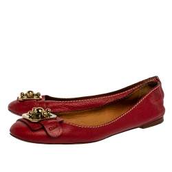 Pre Owned Chloe Red Leather Ballet Flats Size 39