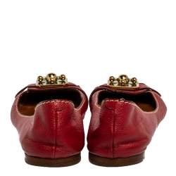 Pre Owned Chloe Red Leather Ballet Flats Size 39