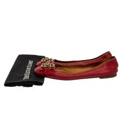 Pre Owned Chloe Red Leather Ballet Flats Size 39