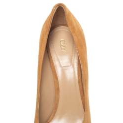 مملوكة مسبقًا Chloe Tan Suede Becky Pointed Toe Pumps Size 35