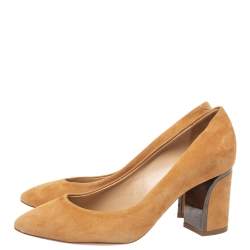 مملوكة مسبقًا Chloe Tan Suede Becky Pointed Toe Pumps Size 35