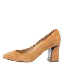 مملوكة مسبقًا Chloe Tan Suede Becky Pointed Toe Pumps Size 35