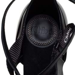 Chloe Black Leather and Canvas Strappy Logo Pointed Toe Sandals Size 40.5