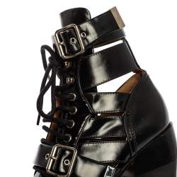 Pre Owned Chloe Black Leather Rylee Pointed Toe Boots Size 38