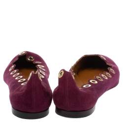 Pre Owned Chloe Purple Suede Lauren Scalloped Rivet Ballet Flats Size 38