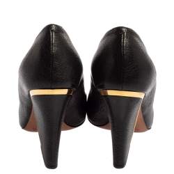 مملوكة مسبقًا حذاء كعب عالى كلوى إبزيم جلد منقوش أسود مقاس 36