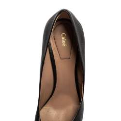 مملوكة مسبقًا حذاء كعب عالى كلوى إبزيم جلد منقوش أسود مقاس 36