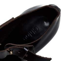 Pre Owned Chloe Black Leather Buckle Block Heel Pumps Size 39