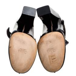 Pre Owned Chloe Black Leather Buckle Block Heel Pumps Size 39