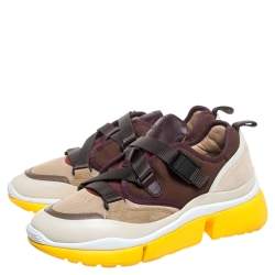 Pre Owned Chloe Multicolor Suede Leather And Canvas Sonnie Low Top Sneakers Size 37