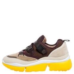Pre Owned Chloe Multicolor Suede Leather And Canvas Sonnie Low Top Sneakers Size 37