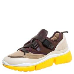 Pre Owned Chloe Multicolor Suede Leather And Canvas Sonnie Low Top Sneakers Size 37