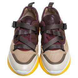 Pre Owned Chloe Multicolor Suede Leather And Canvas Sonnie Low Top Sneakers Size 37