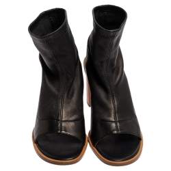 Chloe Black Leather Open Toe Block Heel Ankle Length Sandals Size 39