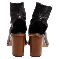 Chloe Black Leather Open Toe Block Heel Ankle Length Sandals Size 39
