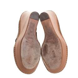 Pre Owned Chloe Olive Green Leather Wedge Platform Sandals Size 39