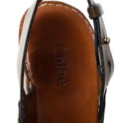 Pre Owned Chloe Olive Green Leather Wedge Platform Sandals Size 39