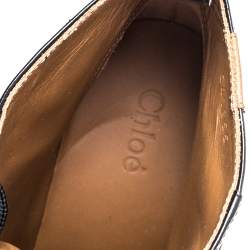 Pre Owned Chloé Black Leather Rylee Rubber Cap Toe Lace Up Ankle Boots Size 36