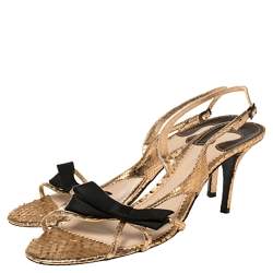 Pre Owned Chloe Rose Gold Snakeskin Slingback Sandals Size 41
