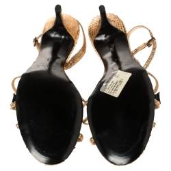 Pre Owned Chloe Rose Gold Snakeskin Slingback Sandals Size 41