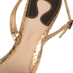 Pre Owned Chloe Rose Gold Snakeskin Slingback Sandals Size 41