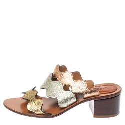 Chloe Multicolor Leather Lauren Slide Sandals Size 36