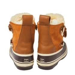 مملوكة مسبقًا حذاء بوت كاحل كلوى أربطة قطيف ة وجلد سويدى بنى / بيج مقاس 37.5