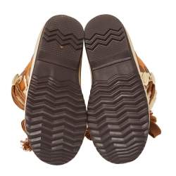 مملوكة مسبقًا حذاء بوت كاحل كلوى أربطة قطيفة وجلد سويدى بنى / بيج مقاس 37.5