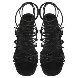 Pre Owned Chloe Black Leather Jamie Knot Ankle Wrap Sandals Size 39