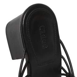 Pre Owned Chloe Black Leather Jamie Knot Ankle Wrap Sandals Size 39