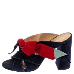 Pre Owned Chloe Multicolor Suede Naille Bow Sandals Size 38.5