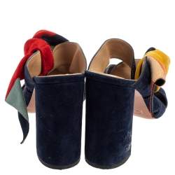 Pre Owned Chloe Multicolor Suede Naille Bow Sandals Size 38.5