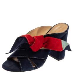 Pre Owned Chloe Multicolor Suede Naille Bow Sandals Size 38.5