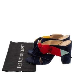 Pre Owned Chloe Multicolor Suede Naille Bow Sandals Size 38.5